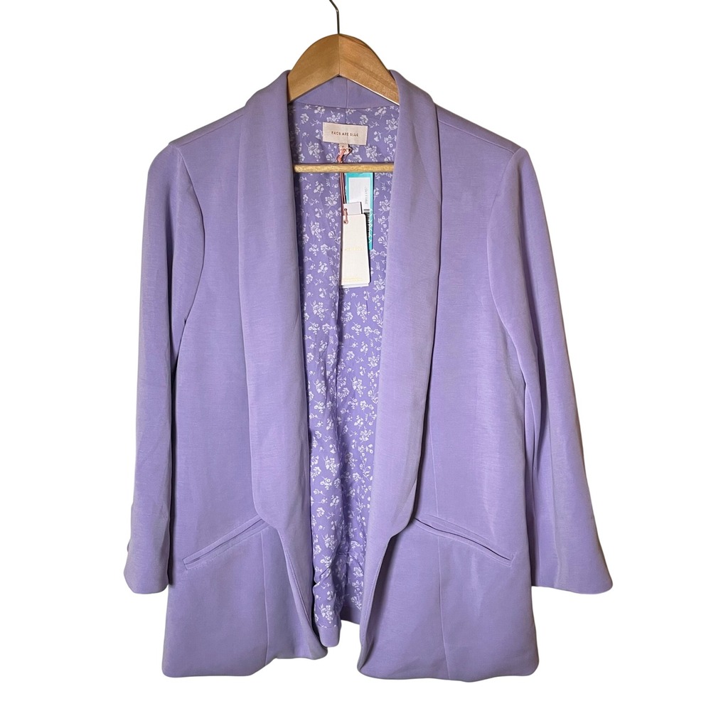 NWT Skies Are Blue Hannah Modal Scuba Blazer Women's XL Purple Open Front